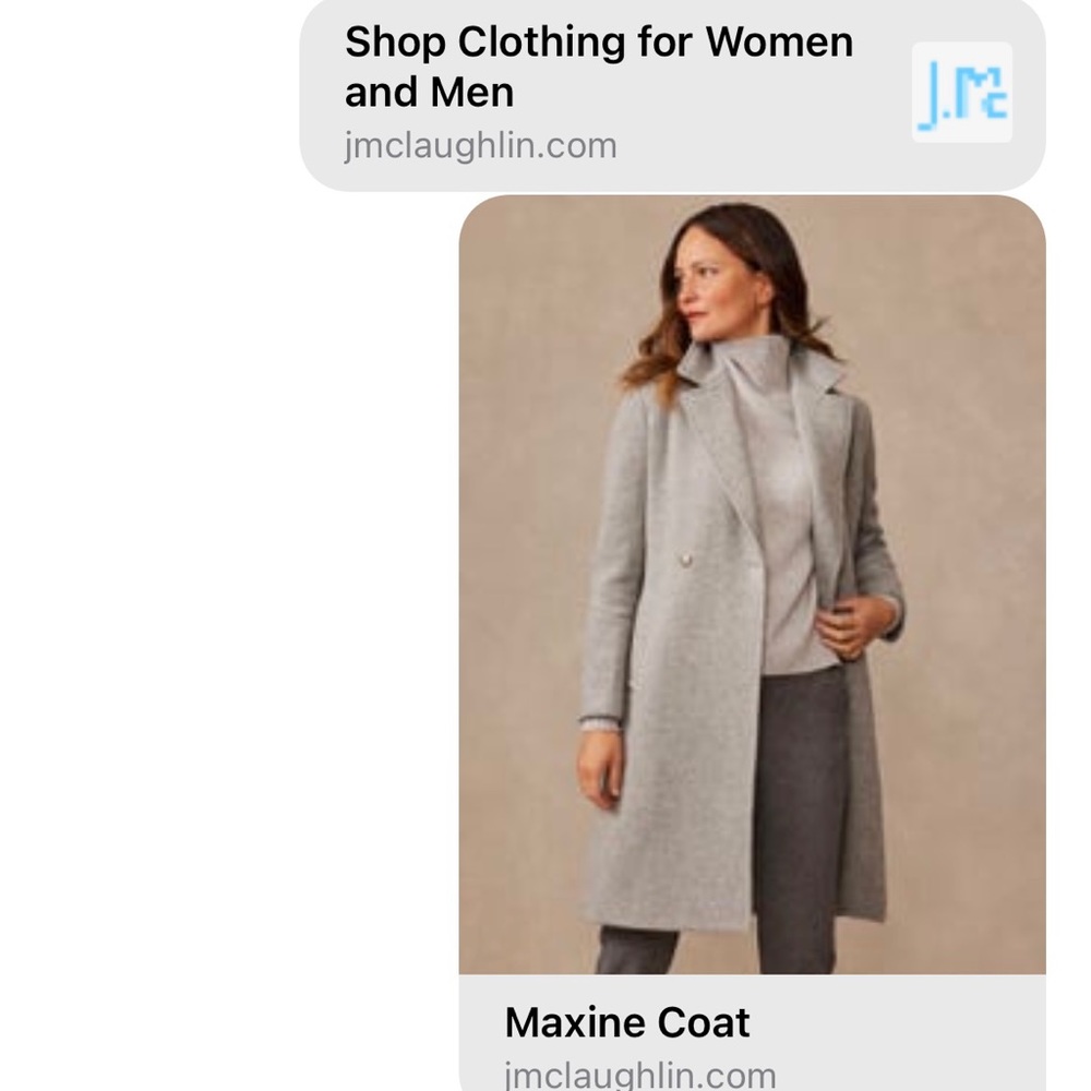 J.McLaughin new coat with tags 95% wool 5% cashmere M